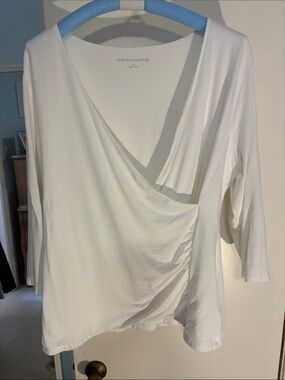 Soft Surroundings White Wrap-Style V-Neck Top